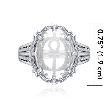 Ankh Sterling Silver Ring with Natural Clear Quartz TRI1717 - Jewelry